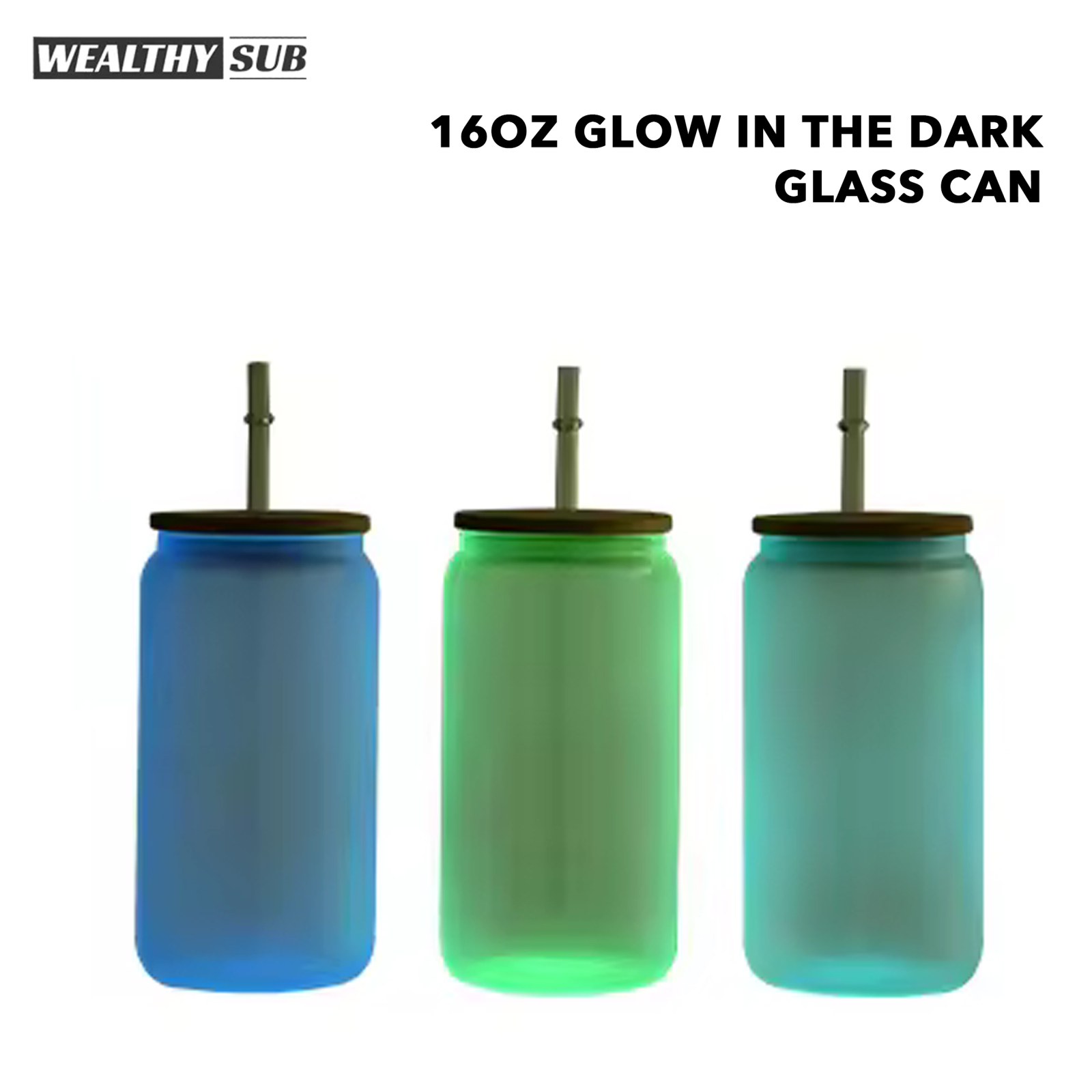 Wealthysub China warehouse sublimation 16oz glow in the dark glass can
